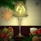 Preview: Weihnachtsdekoration Windlicht für Weihnachten mit Lampenschirm je 2 Varianten mit Motiv Winterdorf oder Traumwelle Silber Serie Frost
