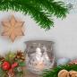 Mobile Preview: Weihnachtsdekoration Windlicht für Weihnachten in 4 Varianten mit Motiv Weihnachtsdorf Weiss/Silber Serie Frost