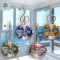 Mobile Preview: Wind light glass ball crystal clear with color pattern and curved handle for hanging