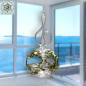 Mobile Preview: Wind light glass ball crystal clear with color pattern and curved handle for hanging