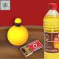 Mobile Preview: Öllampen mit Öl Flacon aus Glas Opak Gelb und braunen Applikationen Set 3-tlg.