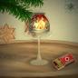 Mobile Preview: Christmas decoration windlight for Christmas with lampshade motif winter village green, blue, or red, series Lauscha Christmas