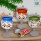 Preview: Christmas decoration windlight for Christmas on recently stand foot motif winter village green, blue, or red, series Lauscha Christmas