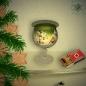 Mobile Preview: Weihnachtsdkoration Windlicht für Weihnachten auf kurzem Tellerfuß Motiv Winterdorf Blau Rot Grün Serie Lauschaer Weihnacht