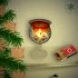 Mobile Preview: Weihnachtsdkoration Windlicht für Weihnachten auf kurzem Tellerfuß Motiv Winterdorf Blau Rot Grün Serie Lauschaer Weihnacht