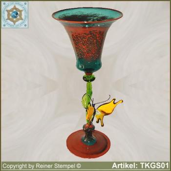 Decorative chalice glass with butterfly
