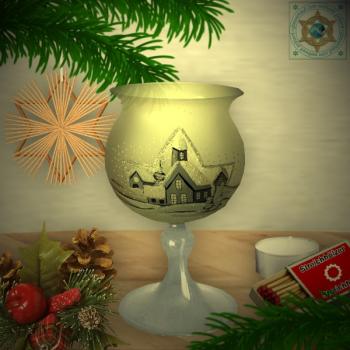 Christmas decoration windlight for Christmas, motif winter village silver, in 4 variants series frost