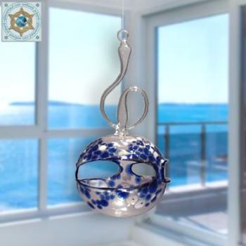 Wind light glass ball crystal clear with color pattern and curved handle for hanging