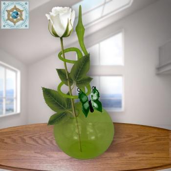 Rose vase from Lauscha color glass with butterlfy