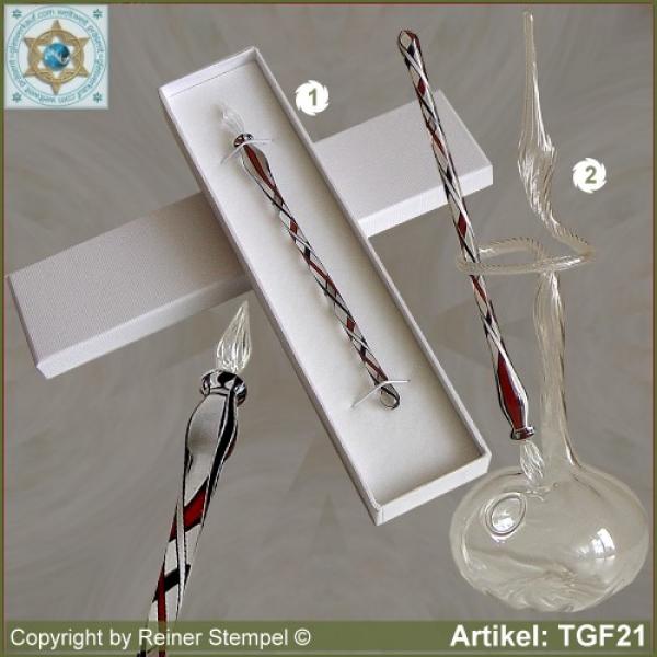 Glass pens from solid glass crystal black red