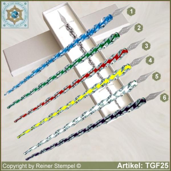 Glass pens from ribbed glass crystal with colored core