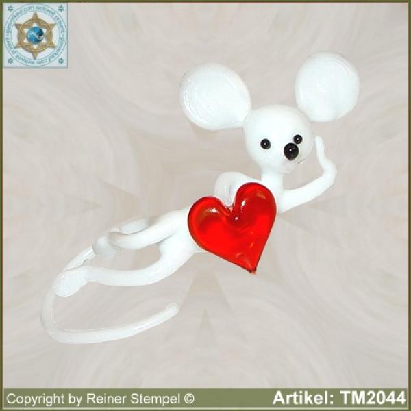 Glastiere Glasfiguren Maus mit Herz