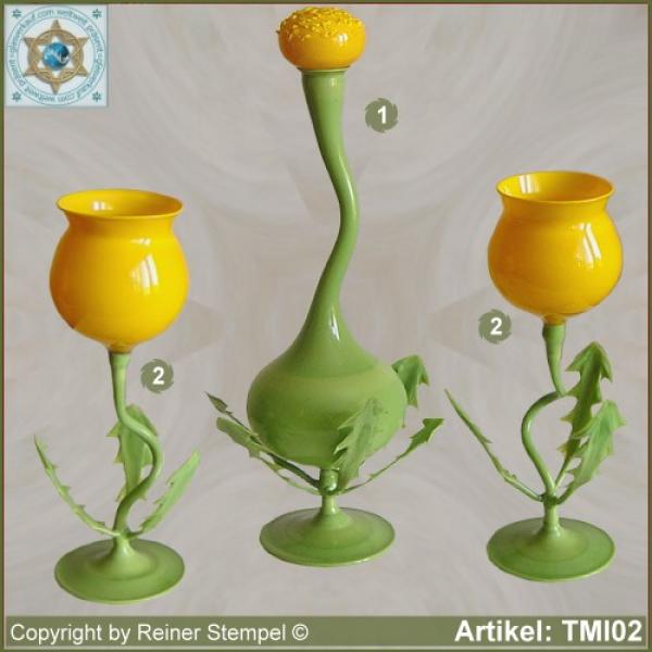 Wine Set 3-pc. carafe and wine glasses in the form of dandelion dialect Mellichstöck