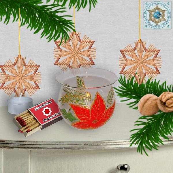 Christmas decoration windlight for Christmas, motif Christmas star in 4 variants series Christmas star