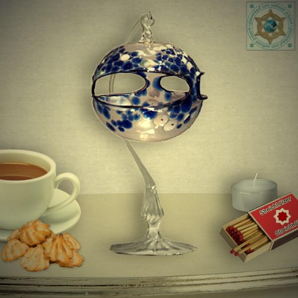 Wind light glass ball crystal clear with color pattern on glass stand