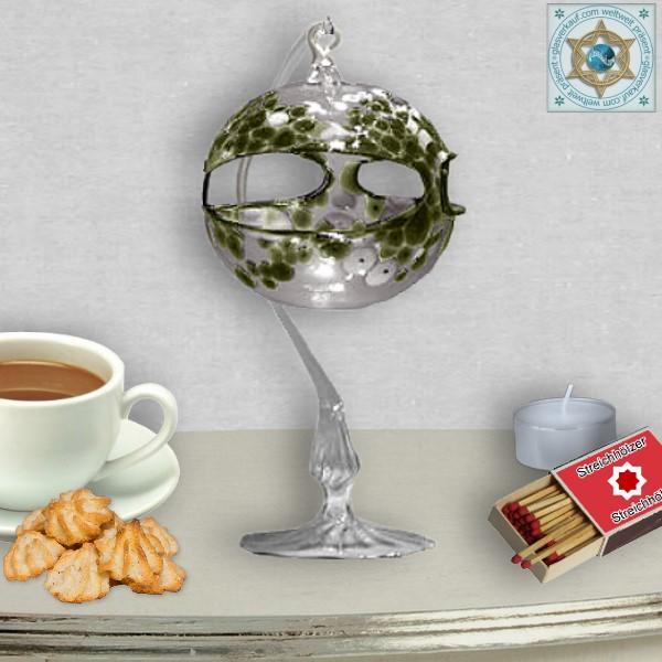 Wind light glass ball crystal clear with color pattern on glass stand