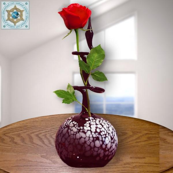 Rose vase from Lauscha color glass with motive